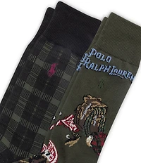 Polo Ralph Lauren Outdoorsman Plaid/Scenic Patterned Dress Socks 2-Pack