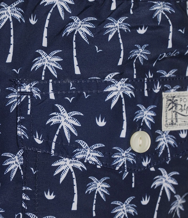 Polo Ralph Lauren Palms Print 5 3/4#double; Inseam Traveler Swim Trunks