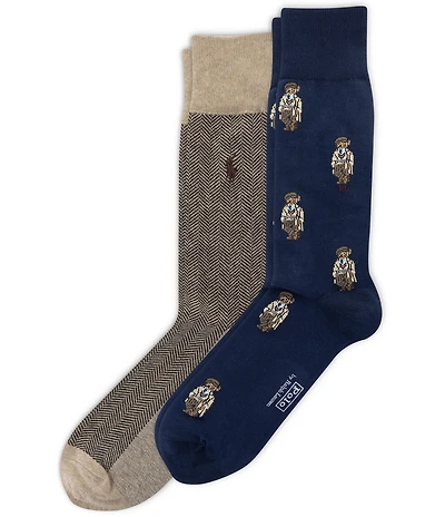 Polo Ralph Lauren Patterned/Mini Bear Dress Socks 2-Pack