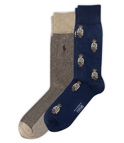 Polo Ralph Lauren Patterned/Mini Bear Dress Socks 2-Pack