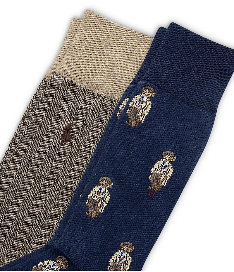 Polo Ralph Lauren Patterned/Mini Bear Dress Socks 2-Pack