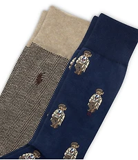 Polo Ralph Lauren Patterned/Mini Bear Dress Socks 2-Pack