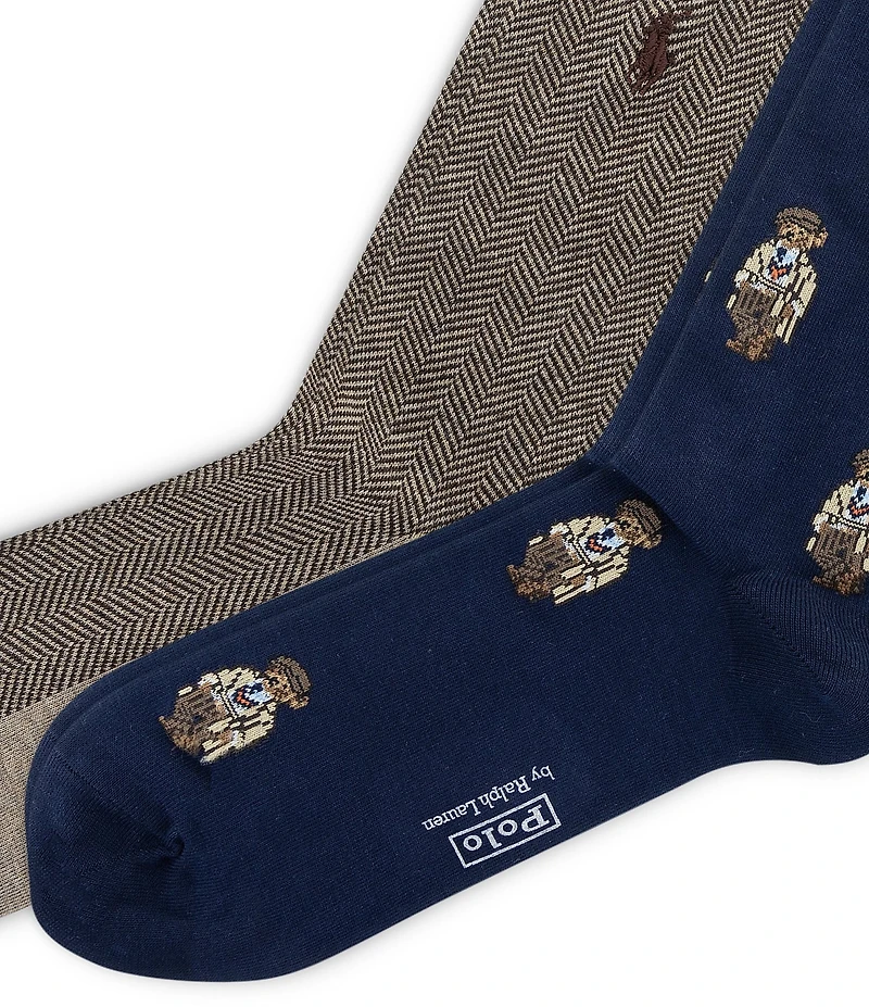 Polo Ralph Lauren Patterned/Mini Bear Dress Socks 2-Pack