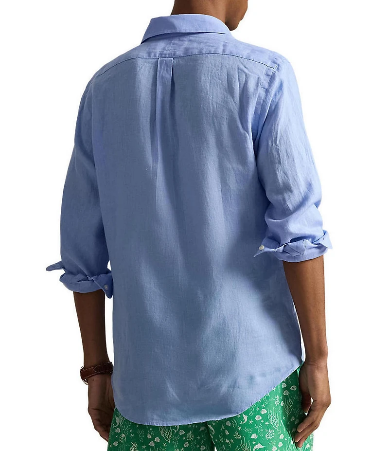 Polo Ralph Lauren Piece Dye Solid Linen Long Sleeve Woven Shirt