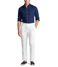 Polo Ralph Lauren Piece Dye Solid Linen Long Sleeve Woven Shirt