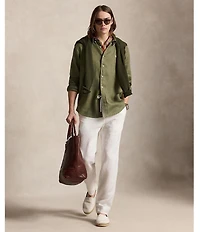 Polo Ralph Lauren Piece Dye Solid Linen Long Sleeve Woven Shirt