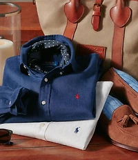 Polo Ralph Lauren Piece Dye Solid Linen Long Sleeve Woven Shirt