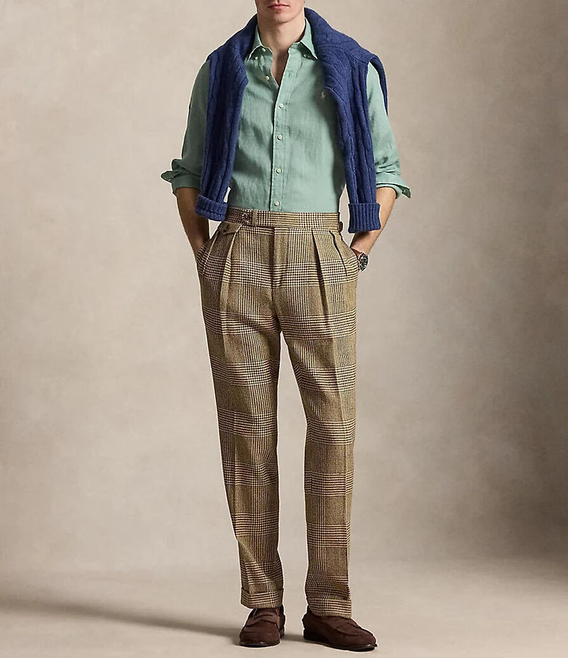 Polo Ralph Lauren Piece Dye Solid Linen Long Sleeve Woven Shirt