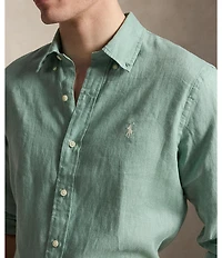 Polo Ralph Lauren Piece Dye Solid Linen Long Sleeve Woven Shirt