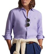 Polo Ralph Lauren Piece Dye Solid Linen Long Sleeve Woven Shirt