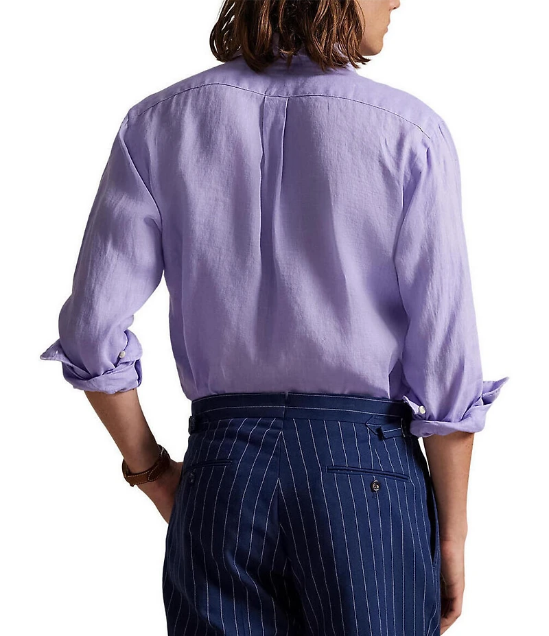 Polo Ralph Lauren Piece Dye Solid Linen Long Sleeve Woven Shirt