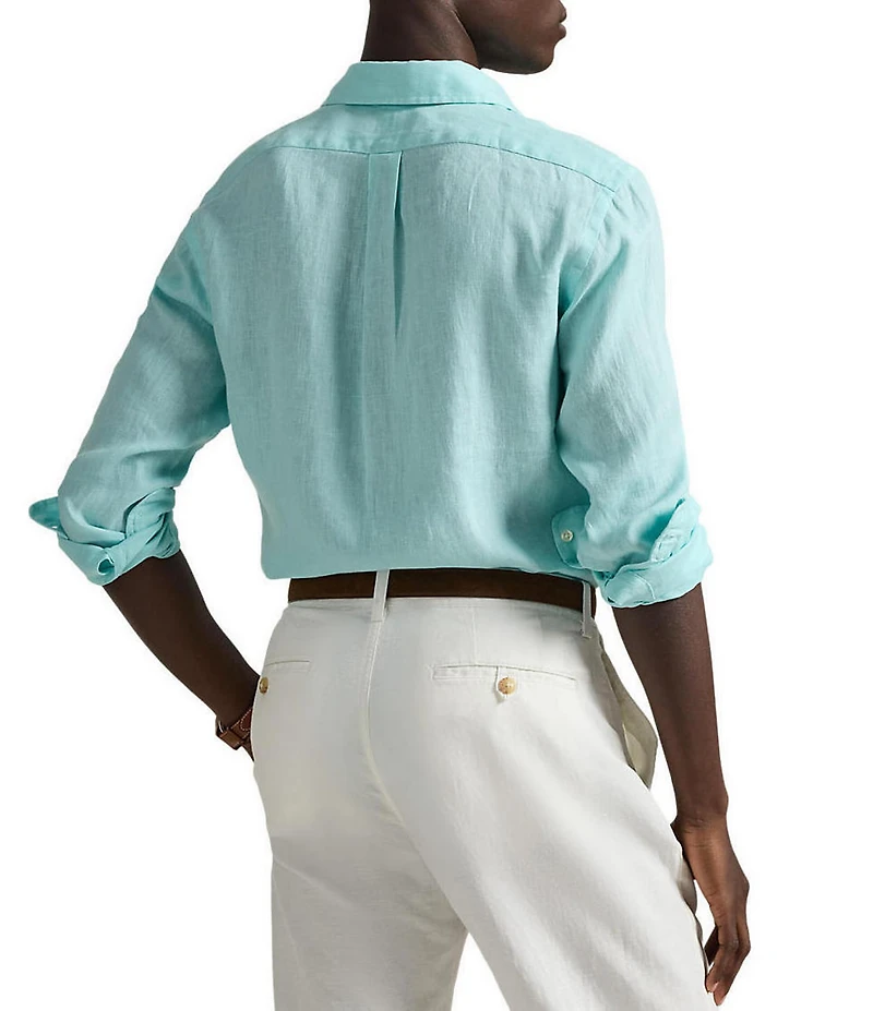 Polo Ralph Lauren Piece Dye Solid Linen Long Sleeve Woven Shirt