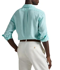 Polo Ralph Lauren Piece Dye Solid Linen Long Sleeve Woven Shirt