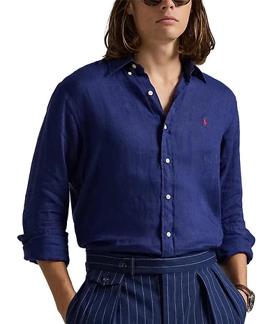 Polo Ralph Lauren Piece Dye Linen Long Sleeve Woven Shirt