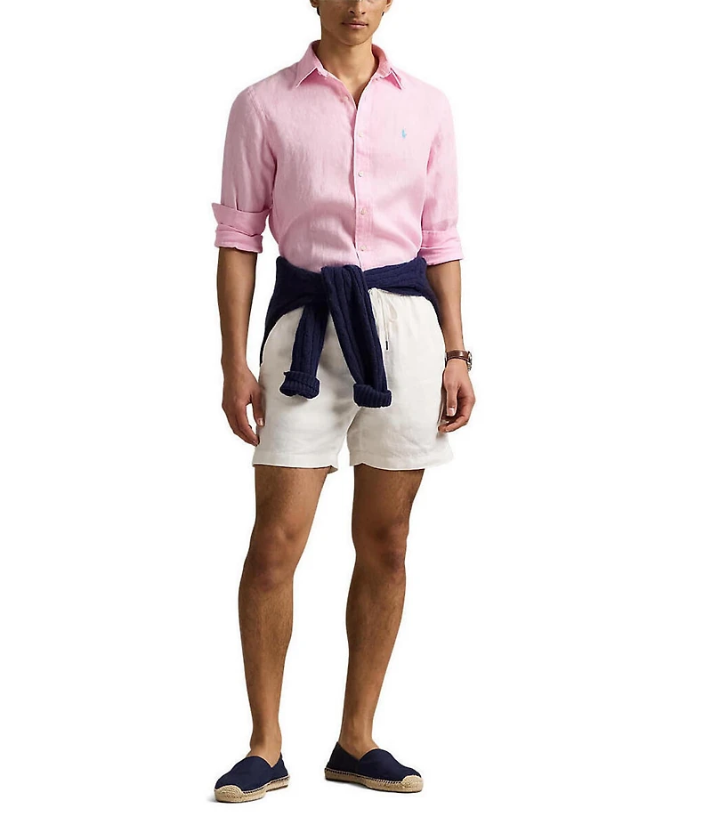 Polo Ralph Lauren Piece Dye Solid Linen Long Sleeve Woven Shirt