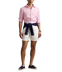 Polo Ralph Lauren Piece Dye Solid Linen Long Sleeve Woven Shirt