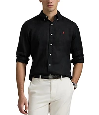 Polo Ralph Lauren Piece Dye Solid Linen Long Sleeve Woven Shirt