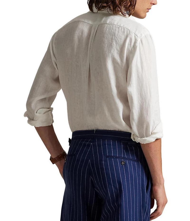 Polo Ralph Lauren Piece Dye Solid Linen Long Sleeve Woven Shirt