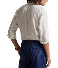 Polo Ralph Lauren Piece Dye Solid Linen Long Sleeve Woven Shirt