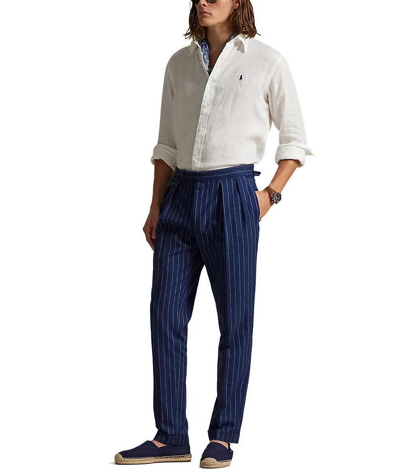 Polo Ralph Lauren Piece Dye Solid Linen Long Sleeve Woven Shirt