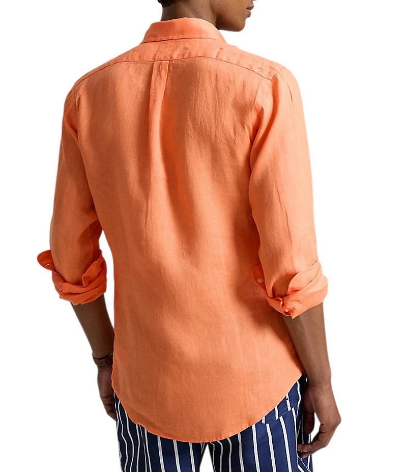 Polo Ralph Lauren Piece Dye Solid Linen Long Sleeve Woven Shirt