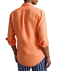 Polo Ralph Lauren Piece Dye Solid Linen Long Sleeve Woven Shirt