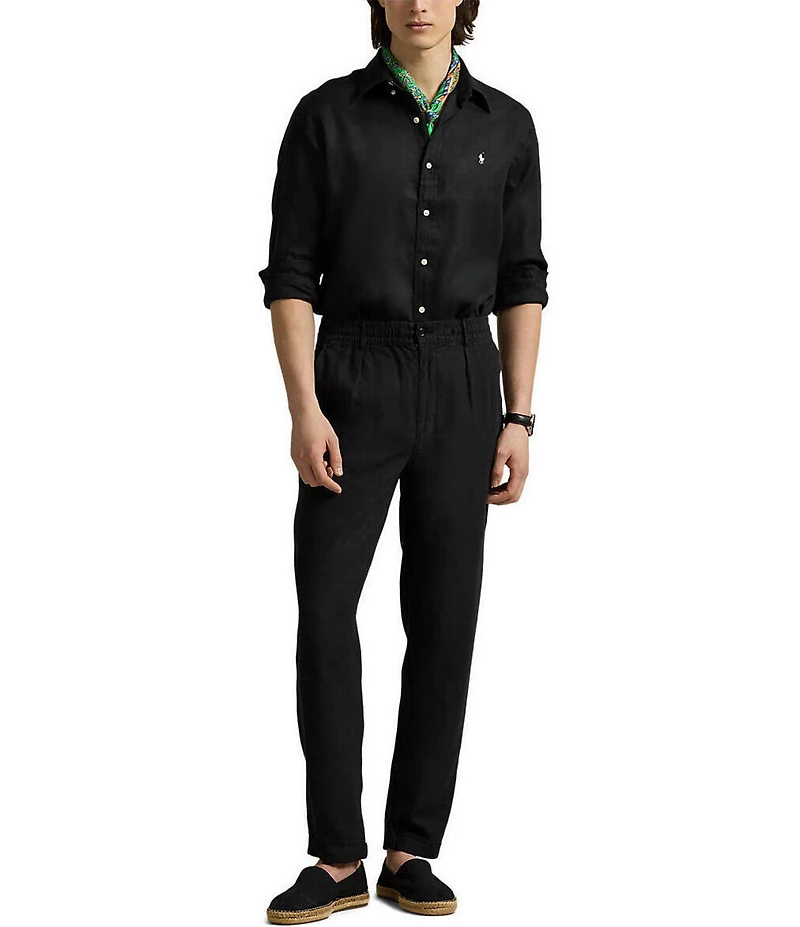 Polo Ralph Lauren Piece Dye Solid Linen Long Sleeve Woven Shirt