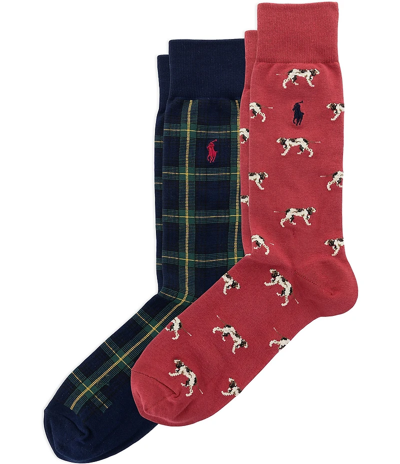 Polo Ralph Lauren Plaid and Pointers Dress Socks 2-Pack