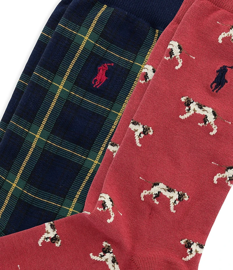 Polo Ralph Lauren Plaid and Pointers Dress Socks 2-Pack