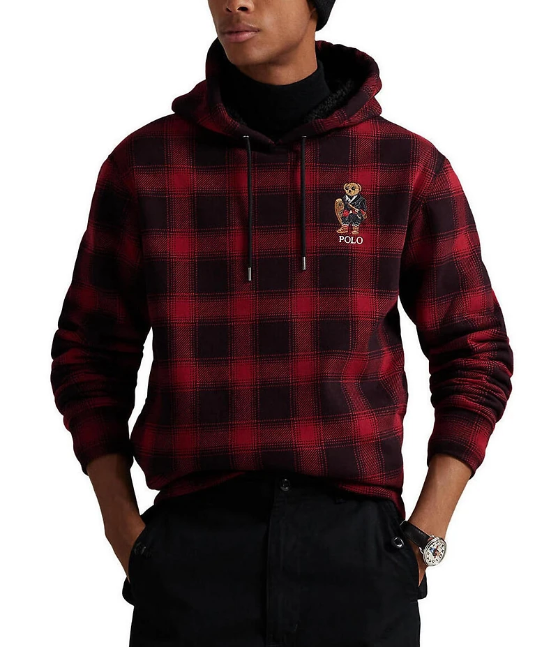 Polo Ralph Lauren Plaid Polo Bear Long Sleeve Fleece Hoodie