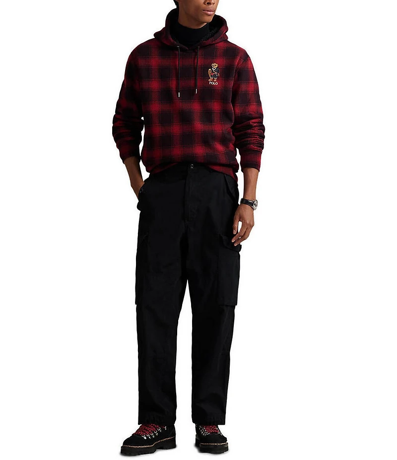 Polo Ralph Lauren Plaid Polo Bear Long Sleeve Fleece Hoodie