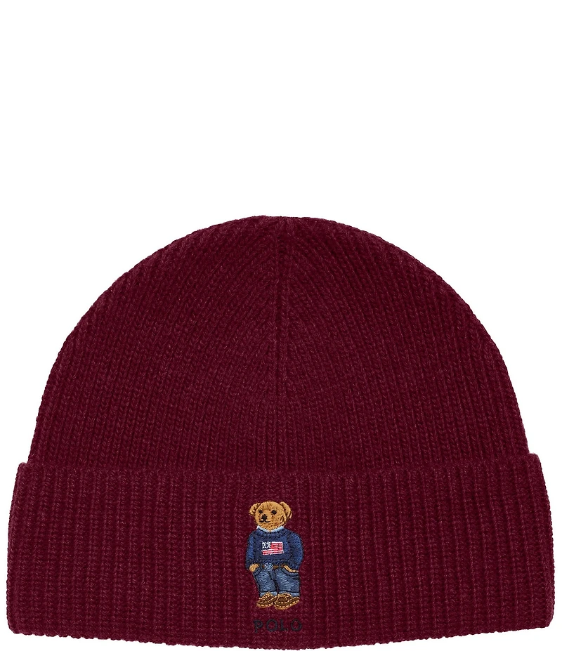 Polo Ralph Lauren Polo Bear Embroidered Knit Wool Blend Beanie