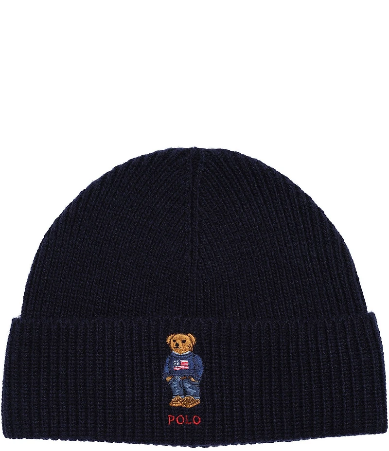 Polo Ralph Lauren Polo Bear Embroidered Knit Wool Blend Beanie