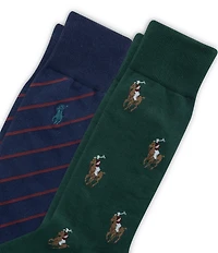 Polo Ralph Lauren Polo Player/Striped Dress Socks 2-Pack