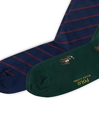 Polo Ralph Lauren Polo Player/Striped Dress Socks 2-Pack