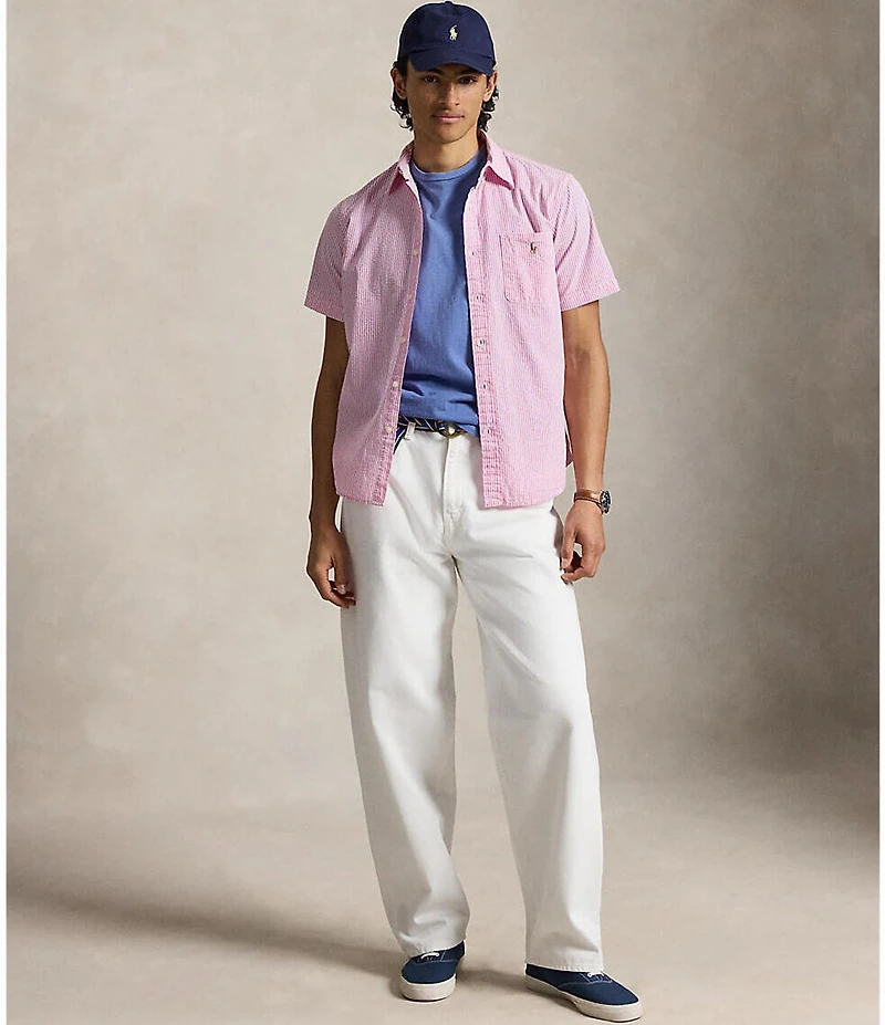 Polo Ralph Lauren Prepster Striped Seersucker Short Sleeve Woven Shirt