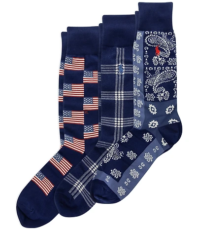 Polo Ralph Lauren Printed Americana Socks Gift Box 3-Pack