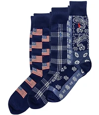 Polo Ralph Lauren Printed Americana Socks Gift Box 3-Pack