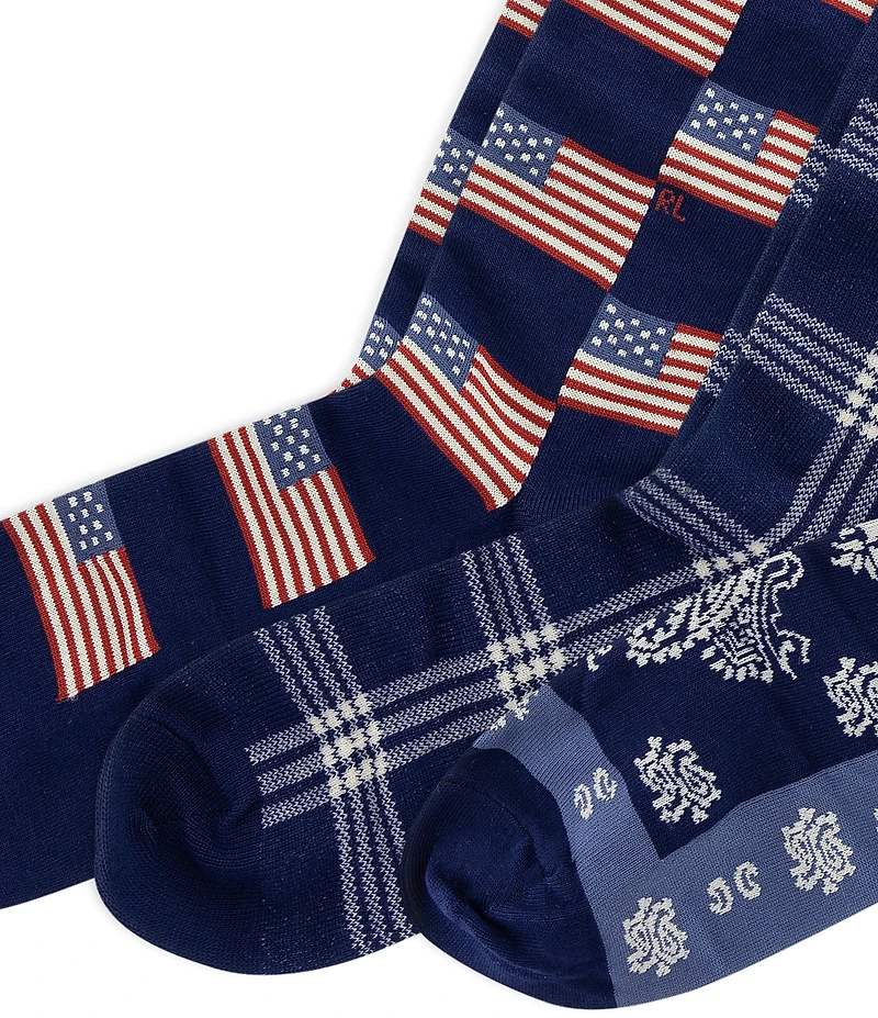 Polo Ralph Lauren Printed Americana Socks Gift Box 3-Pack
