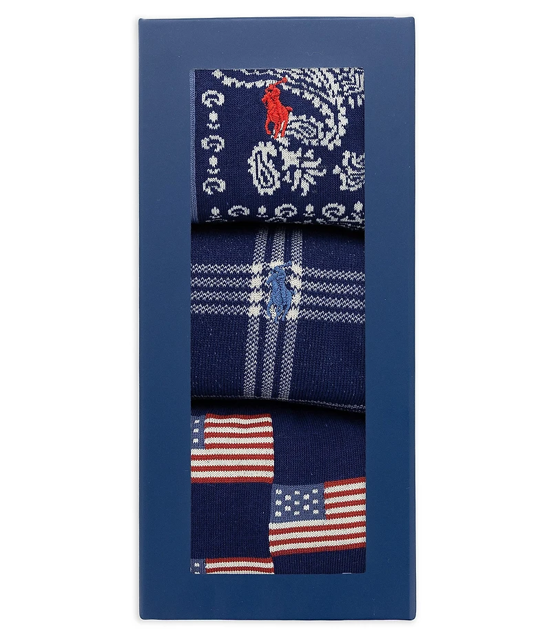 Polo Ralph Lauren Printed Americana Socks Gift Box 3-Pack