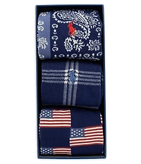 Polo Ralph Lauren Printed Americana Socks Gift Box 3-Pack