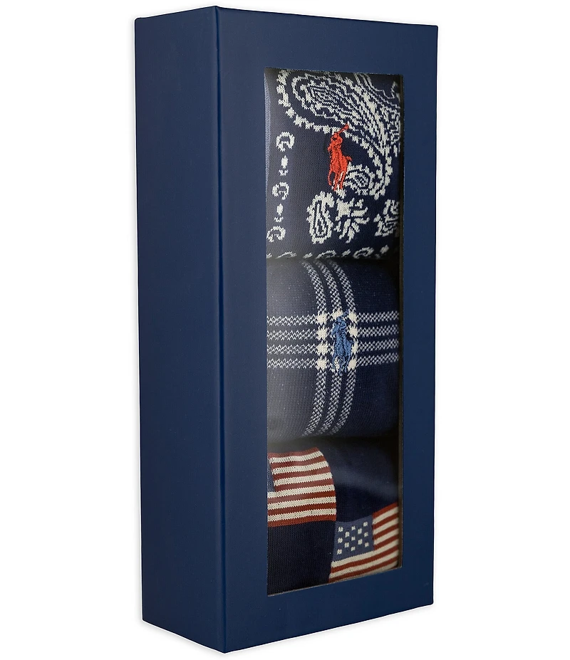 Polo Ralph Lauren Printed Americana Socks Gift Box 3-Pack