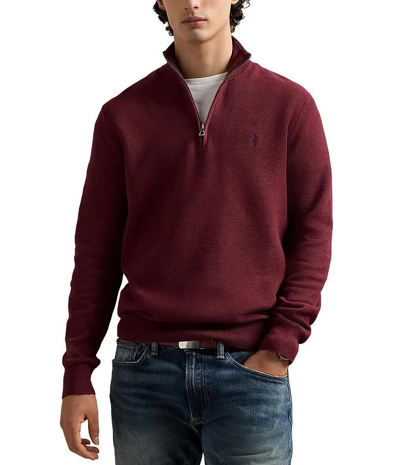 Polo Ralph Lauren Quarter-Zip Mesh-Knit Sweater