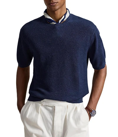 Polo Ralph Lauren Relaxed Fit Pique-Knit Linen Short Sleeve Sweater