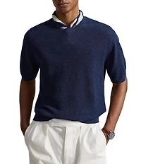 Polo Ralph Lauren Relaxed Fit Pique-Knit Linen Short Sleeve Sweater
