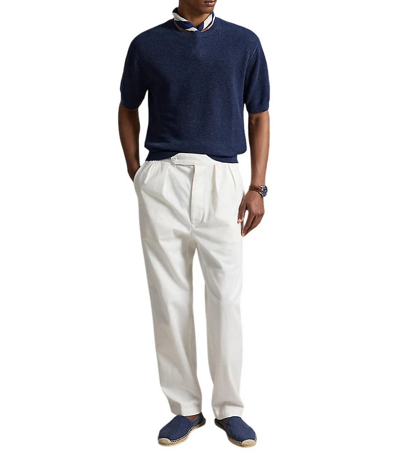 Polo Ralph Lauren Relaxed Fit Pique-Knit Linen Short Sleeve Sweater