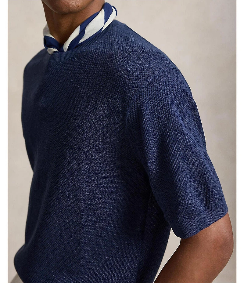 Polo Ralph Lauren Relaxed Fit Pique-Knit Linen Short Sleeve Sweater