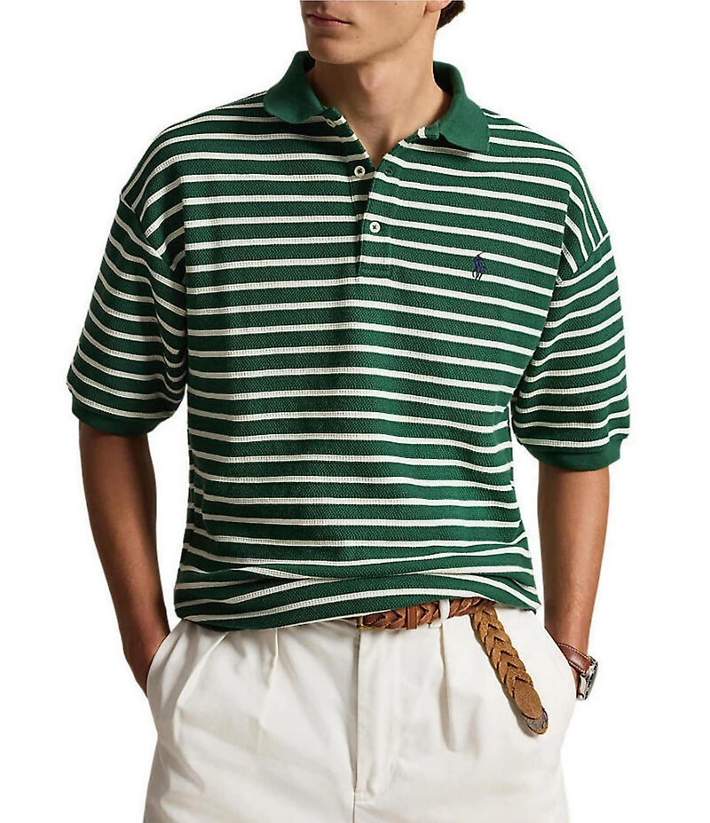 Polo Ralph Lauren Relaxed Fit Striped Textured Short Sleeve Polo Shirt