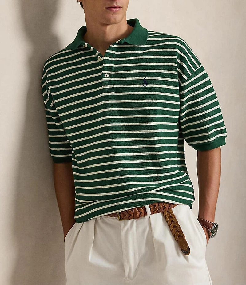 Polo Ralph Lauren Relaxed Fit Striped Textured Short Sleeve Polo Shirt