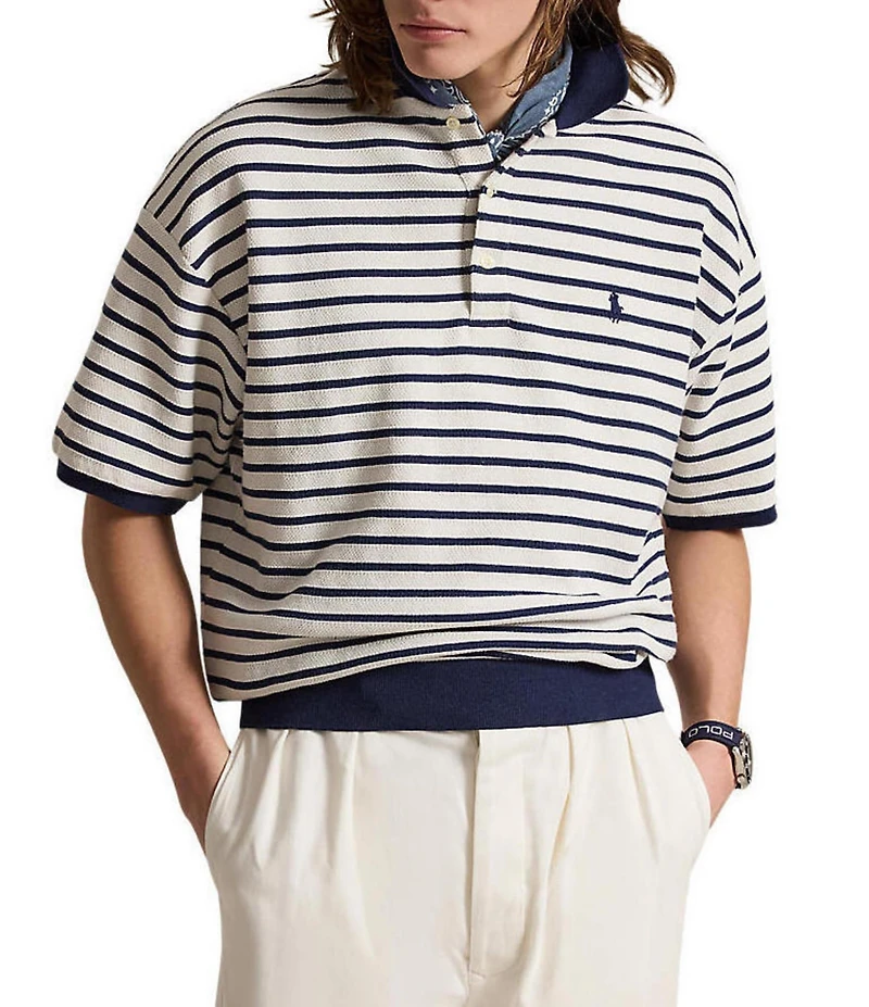 Polo Ralph Lauren Relaxed Fit Striped Textured Short Sleeve Polo Shirt